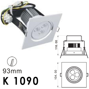 K 1090 - High Power LED 3x3 Watt Down Light