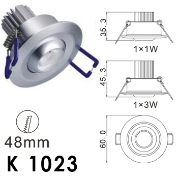 K 1023 - High Power LED 1x3 Watt Down Light