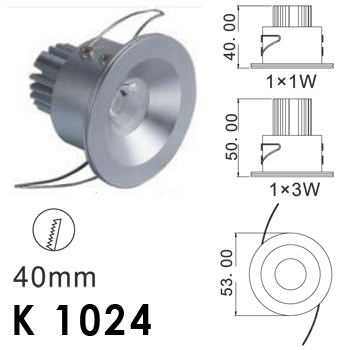 K 1024 - High Power LED 1x3 Watt Down Light