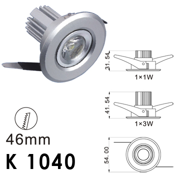 K 1040 - High Power LED 1x3 Watt Down Light